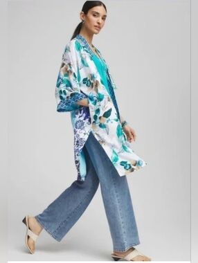 NWT CHICOS Island Motif Long Kimono SIZE S - M